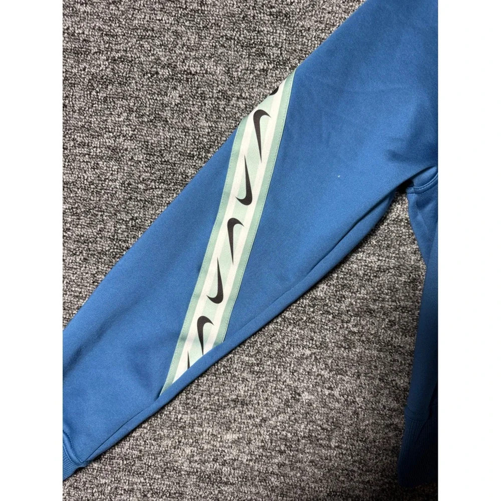 Nike Therma-FIT Womens Blue Cropped Quarter Zip Pullover Fleece Logo Tape Medium - Picture 6 of 11